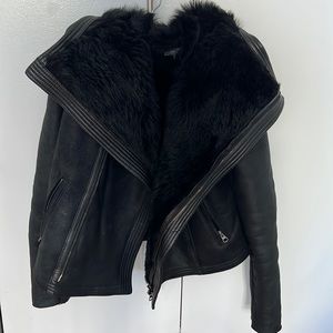 Vince real fur black jacket